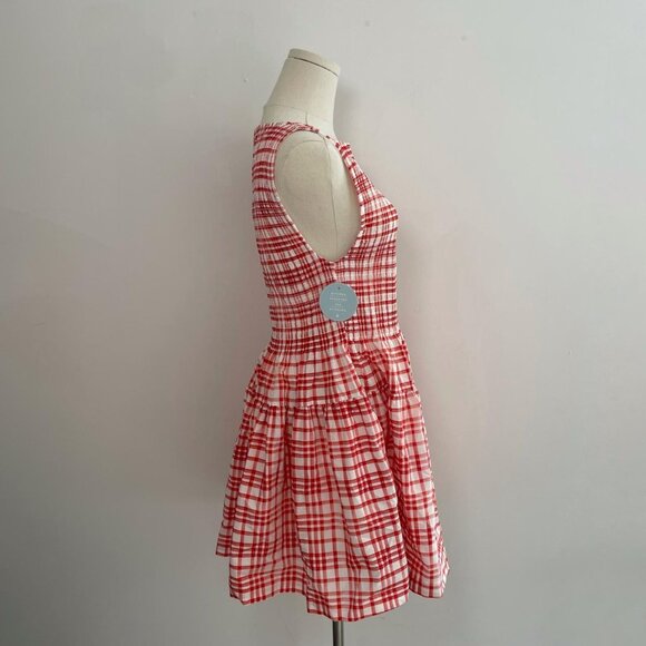 Hill House Home Cosima Mini Dress in Watercolor Gingham Cherry | Women’s Size M - Picture 2 of 5